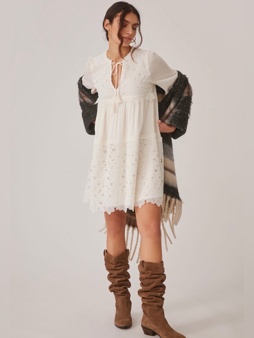 NWOT size XXS Anthropologie Embroidered Lace Tunic dress